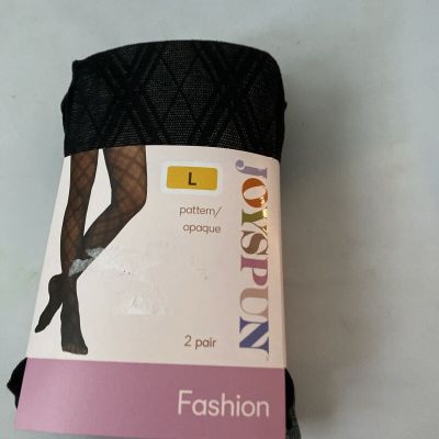 NEW Joyspun Women Gray  & black  Classic 2 Pack Tights Size L